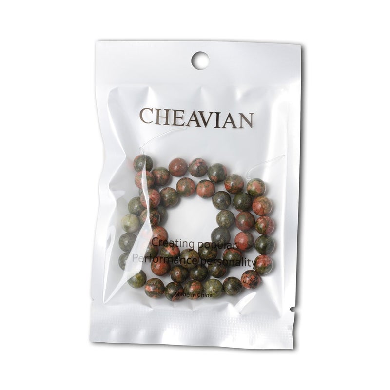 CHEAVIAN 45PCS 8mm Natural Unakite Gemstone Round Loose Beads for Jewelry Making DIY Handmade 1 Strand 15" - Image 5